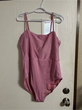 Old Navy Pink Ribbed One-Piece Swimsuit